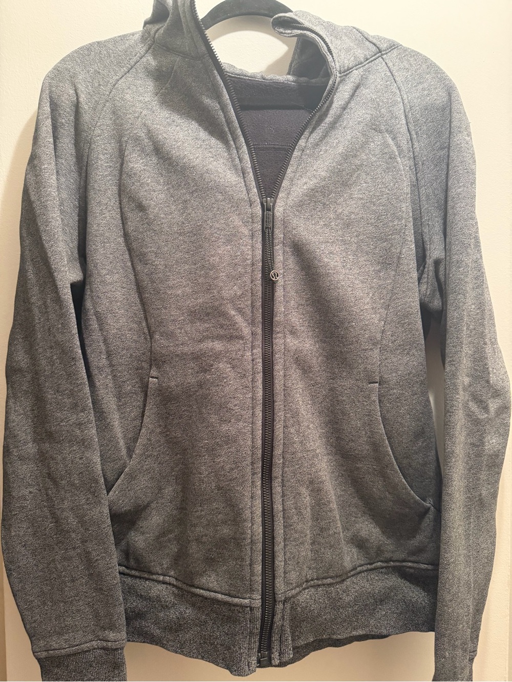 lululemon athletica Heather Gray Full-Zip Hoodie Jacket * ptp 22in *